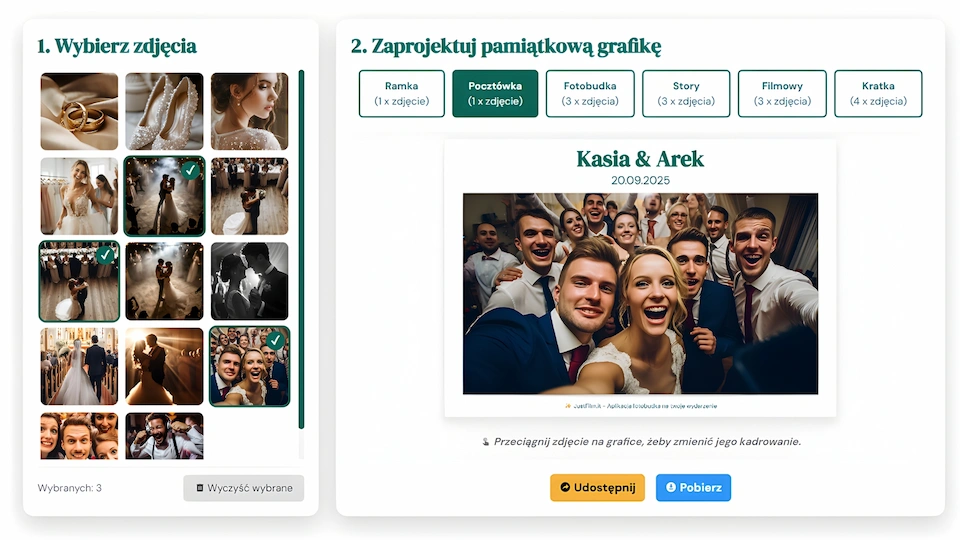Cyfrowa fotobudka weselna - wirtualna fotobudka na wesele bez sprzętu