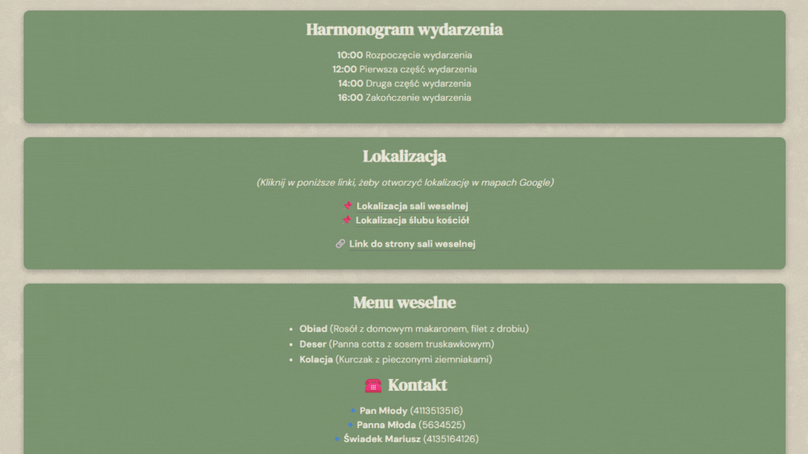 Kreator strony internetowej na wesele