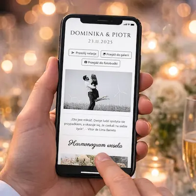 Strona weselna połączona z galerią zdjęć live