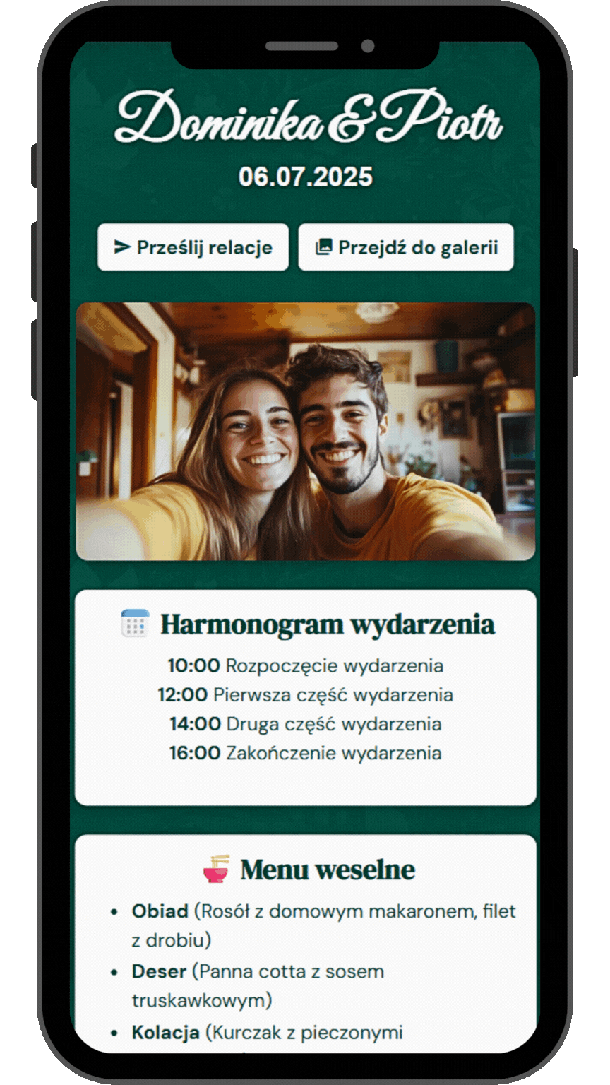 Przykładowa strona weselna