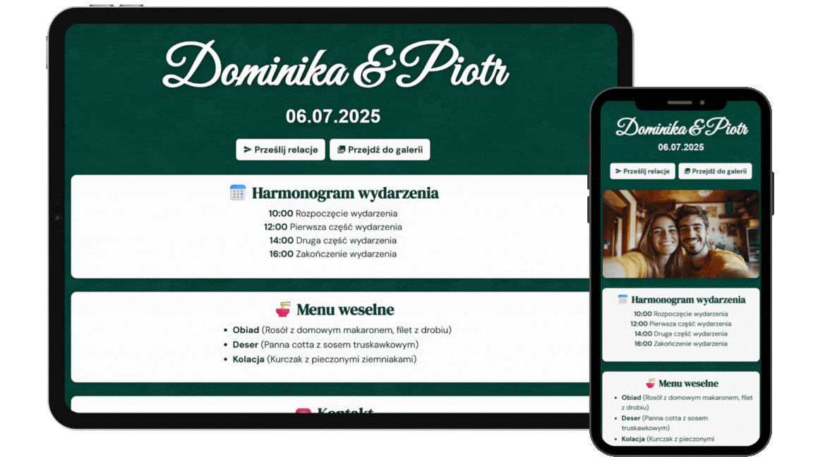 Przykładowa strona weselna