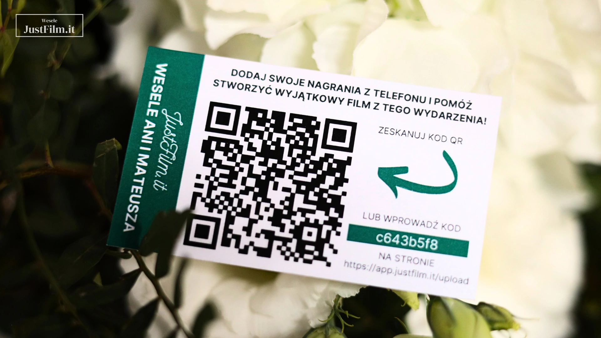 JustFilm wedding app QR code