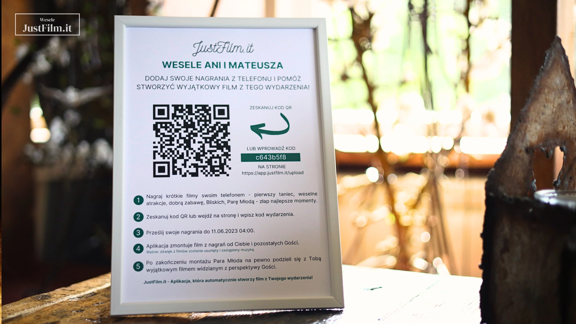 JustFilm wedding QR code