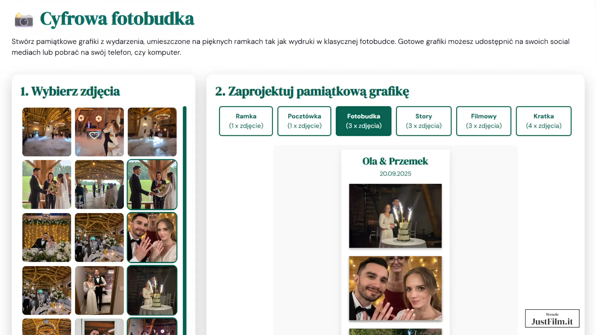 Online digital wedding photo booth