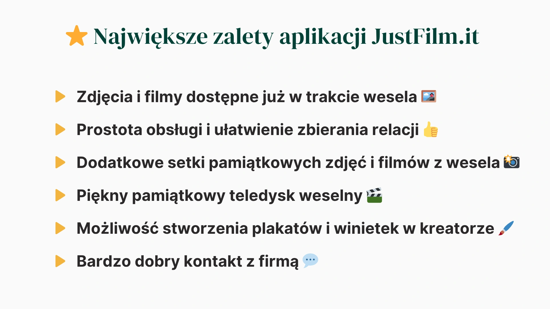 Advantages of the JustFilm.it wedding app