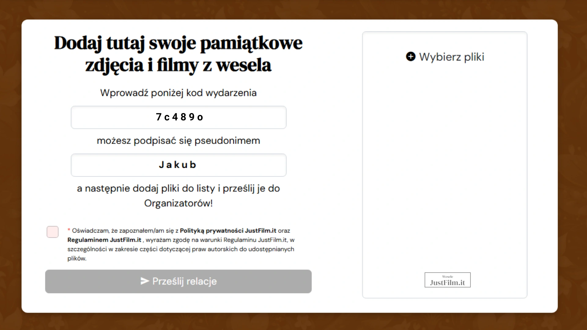 Personalized wedding website