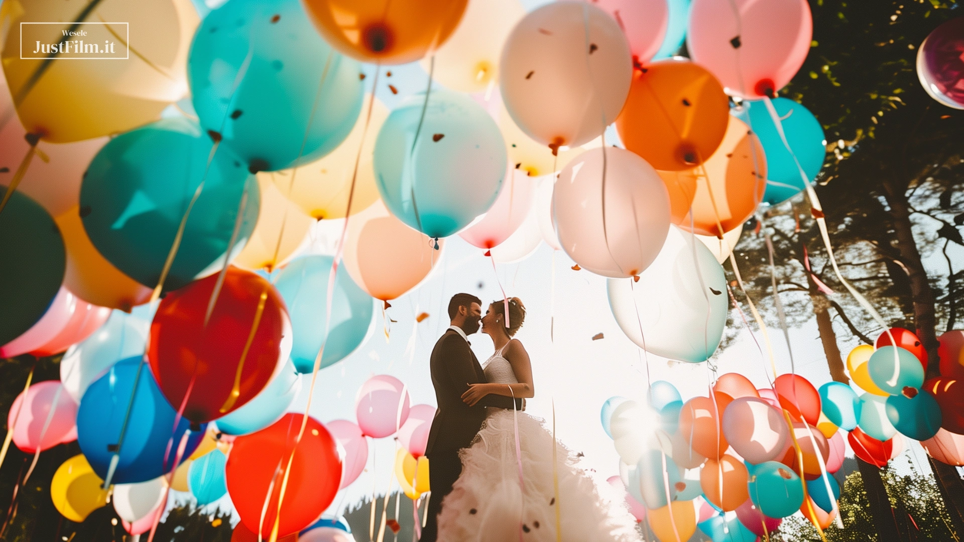 Helium balloons at a wedding