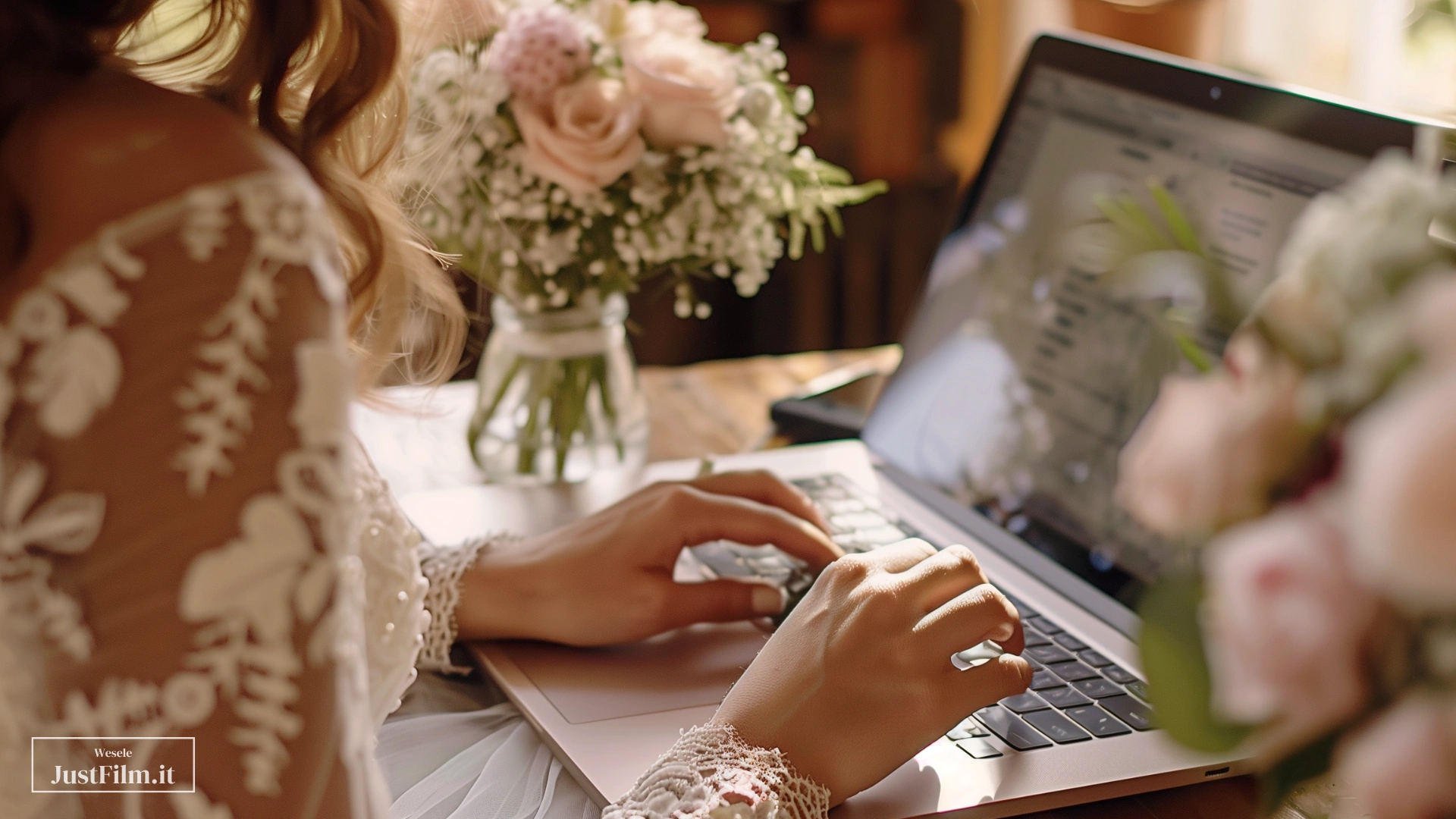 Wedding invitations on a computer