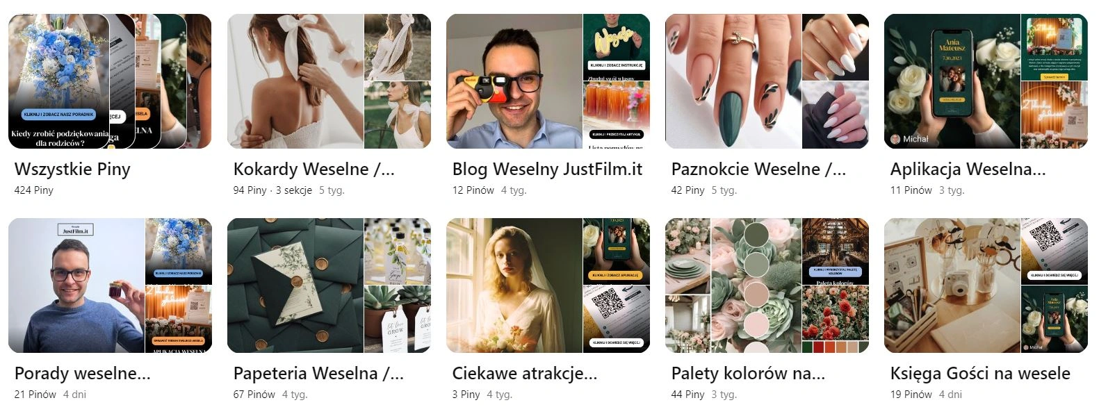 Pinterest JustFilm.it - inspiracje weselne
