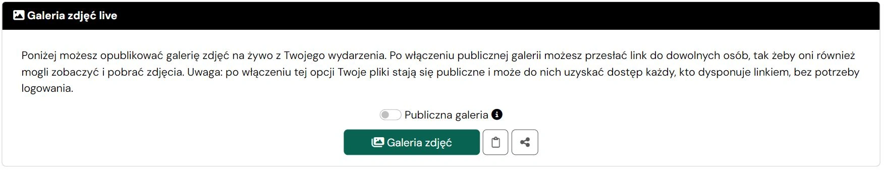 Upublicznianie galerii weselnej JustFilm.it