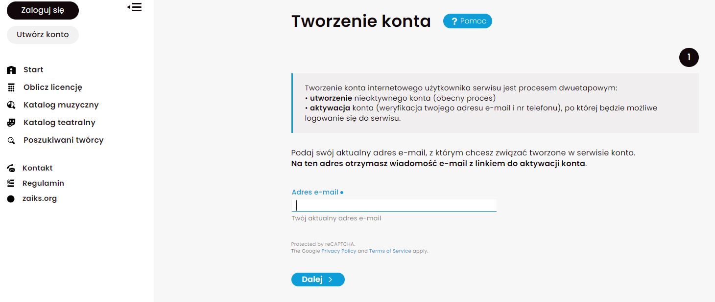 Opłacanie ZAIKS poprzez stronę KROK 2