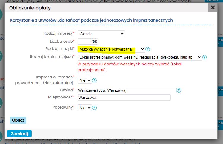 Opłacanie ZAIKS poprzez stronę KROK 5
