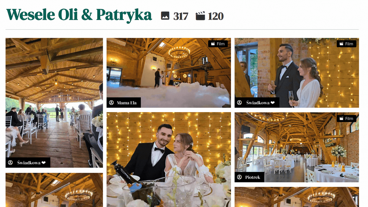 Album galeria zdjęć weselnych live online