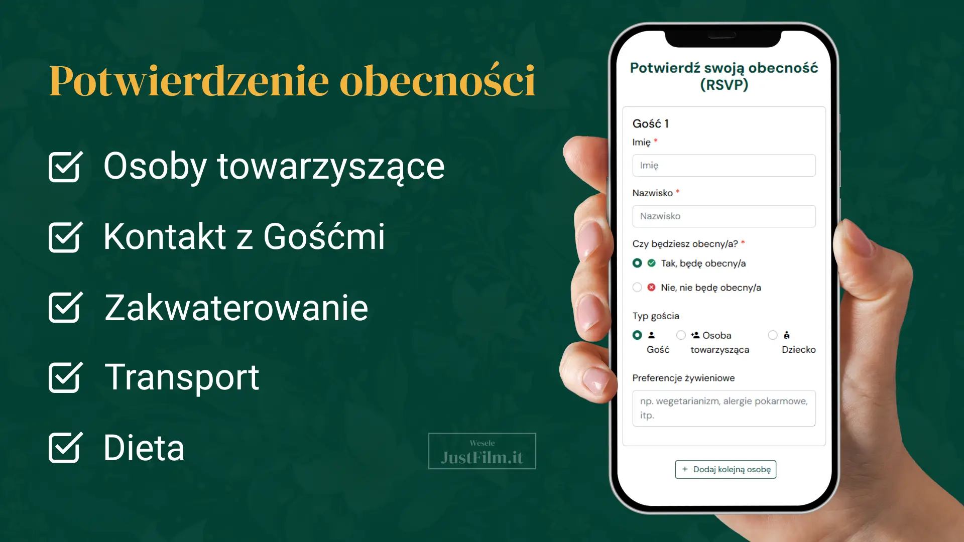 Potwierdzenie obecności RSVP na wesele