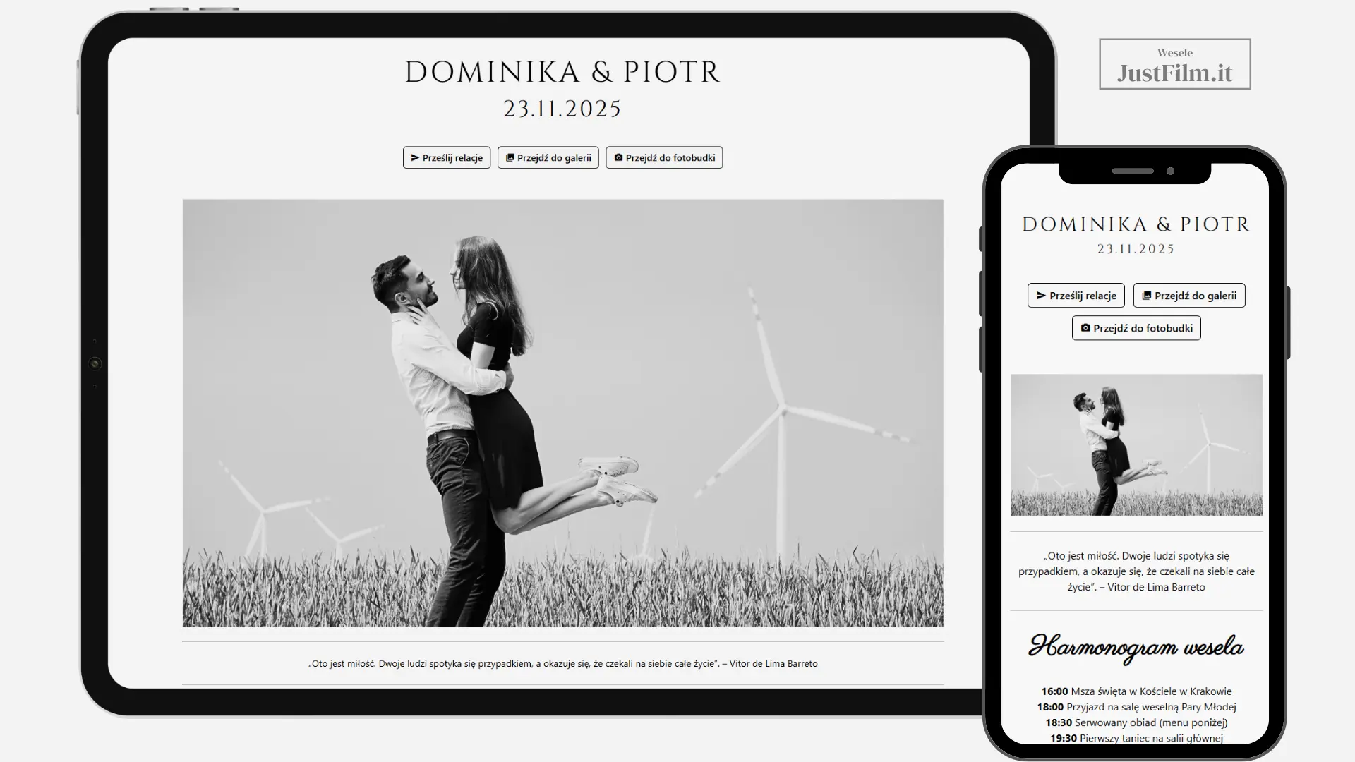 Spersonalizowan strona ślubna online