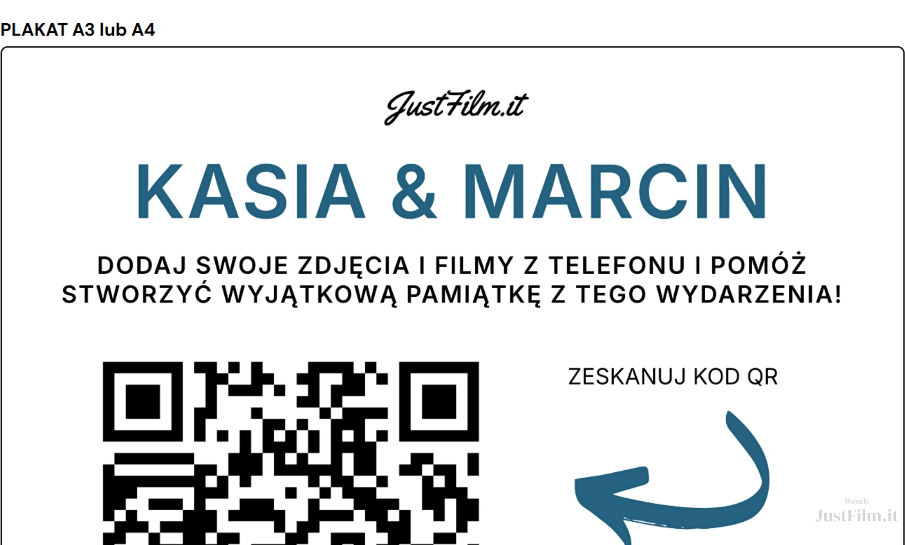 Grafiki z kodem QR na wesele