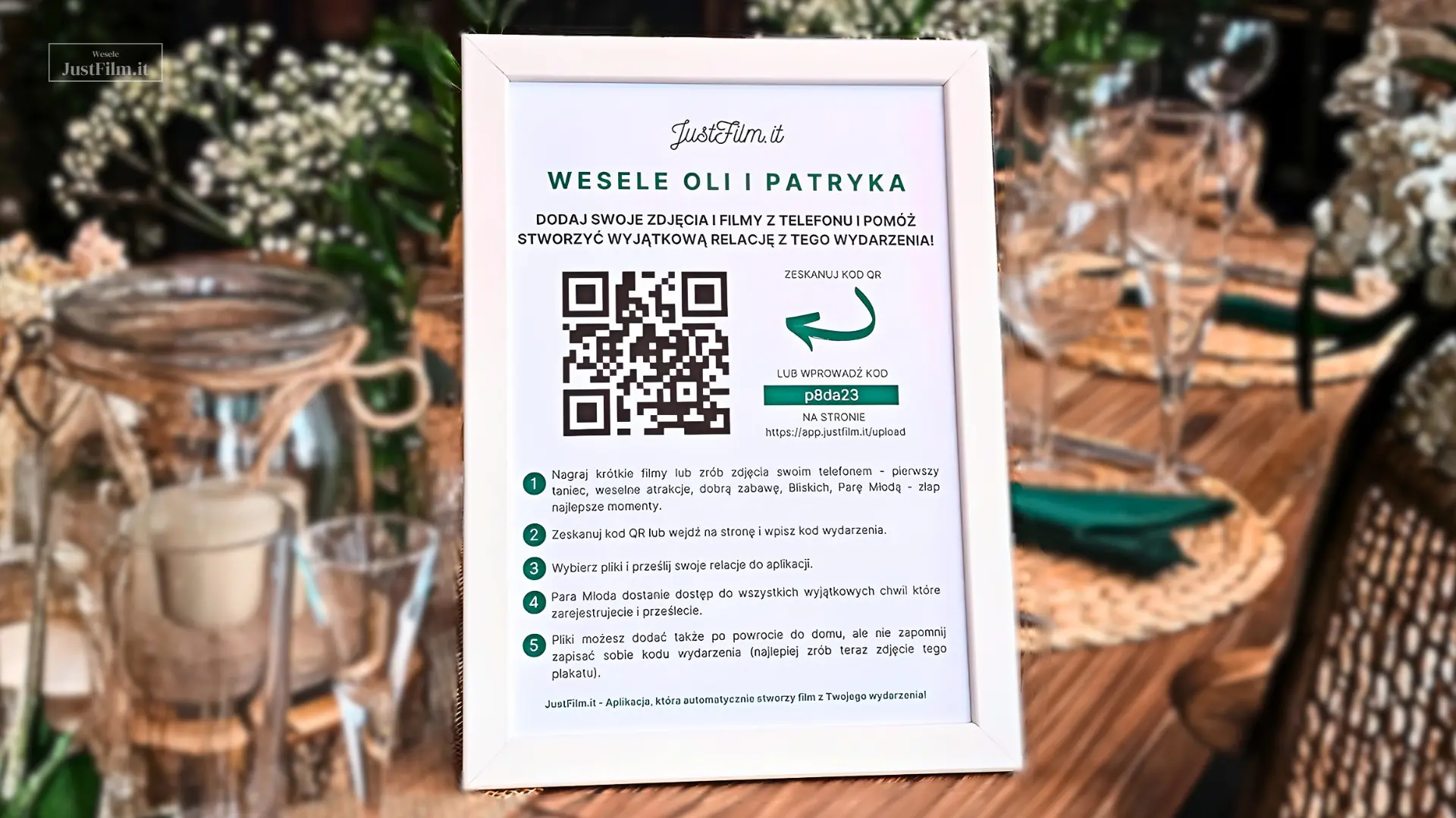 Cyfrowa księga gości na wesele JustFilm.it